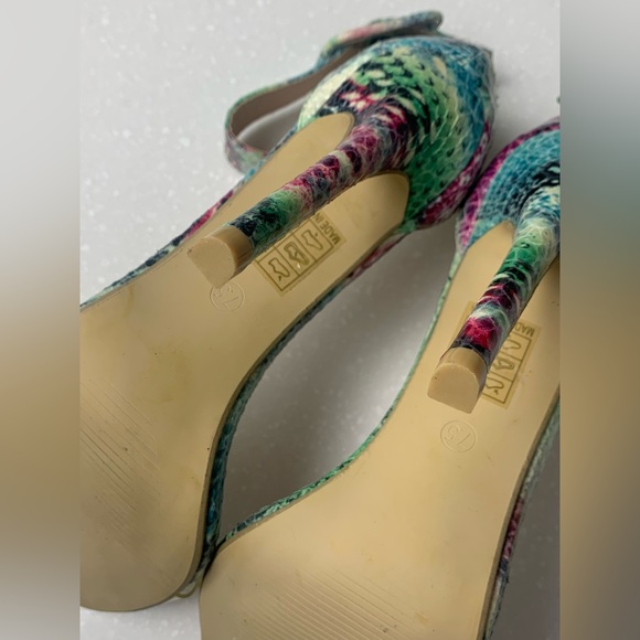 Multicolored Snakeskin Open Toe Ankle Strap Stilettos High Heel Sandals- 7.5 - Picture 5 of 5